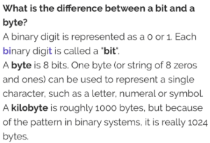 Difference between bit and byte