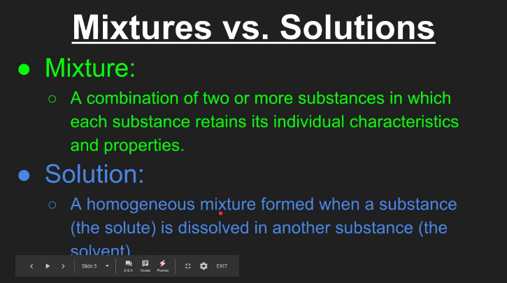 Differences Between Mixture and Solution