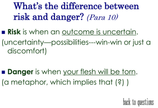 Differences between Risk and Danger